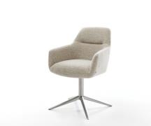 DELIFE Draaistoel Pejo-Flex geweven stof beige kruispoot roestvrij sta...