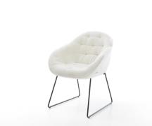 DELIFE Eetkamerstoel Gaio-Flex bouclé zacht beige slipframe zwart