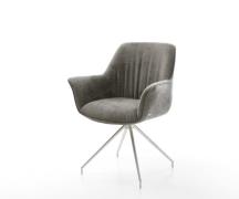 DELIFE Eetkamerstoel Keila-Flex met armleuning bouclé zacht mud kruisf...