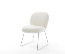 DELIFE Eetkamerstoel Nube-Flex bouclé zacht beige slipframe roestvrij ...