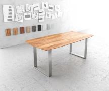 DELIFE Eettafel Edge Boot 200x100 acacia natuur edelstaal smal Zwitser...
