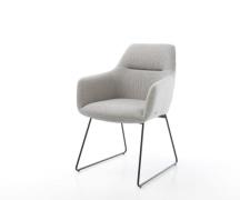 DELIFE Eetkamerstoel Pejo-Flex stripes lichtgrijs slipframe zwart