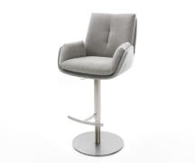 DELIFE Barstoel Clea-Flex structuurstof zacht grijs draaivoet in hoogt...