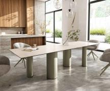 DELIFE Eettafel Edge 300x100 keramiek  Laminam® Travertino Bianco Crem...
