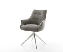 DELIFE Draaistoel Alja-Flex met armleuning bouclé zacht mud kruisframe...