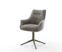 DELIFE Draaistoel Alja-Flex met armleuning bouclé zacht mud kruispoot ...