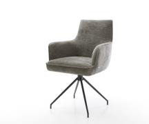 DELIFE Eetkamerstoel Heira-Flex met armleuning bouclé zacht mud kruisf...