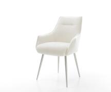 DELIFE Eetkamerstoel Alja-Flex met armleuning bouclé zacht beige 4-poo...