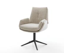 DELIFE Draaistoel Clea-Flex geweven stof beige kruispoot zwart 360° dr...