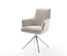 DELIFE Draaistoel Heira-Flex met armleuning geweven stof beige kruisfr...