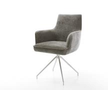 DELIFE Eetkamerstoel Heira-Flex met armleuning bouclé zacht mud kruisf...