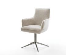 DELIFE Draaistoel Heira-Flex met armleuning geweven stof beige kruispo...