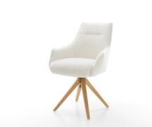 DELIFE Draaistoel Alja-Flex met armleuning bouclé zacht beige houten f...