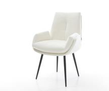 DELIFE Eetkamerstoel Clea-Flex bouclé zacht beige 4-poot conisch zwart...