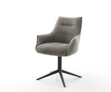 DELIFE Draaistoel Alja-Flex met armleuning bouclé zacht mud kruispoot ...