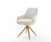 DELIFE Draaistoel Alja-Flex met armleuning teddy beige houten frame ho...
