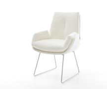 DELIFE Eetkamerstoel Clea-Flex bouclé zacht beige slipframe roestvrij ...