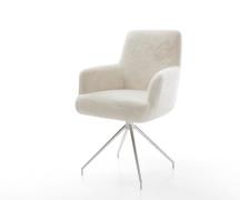 DELIFE Eetkamerstoel Heira-Flex met armleuning pluchen crème-wit kruis...