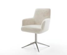 DELIFE Draaistoel Heira-Flex met armleuning pluchen crème-wit kruispoo...