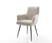 DELIFE Eetkamerstoel Heira-Flex met armleuning geweven stof beige 4-po...