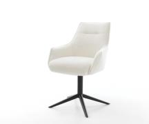 DELIFE Draaistoel Alja-Flex met armleuning bouclé zacht beige kruispoo...