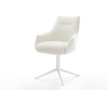 DELIFE Draaistoel Alja-Flex met armleuning bouclé zacht beige kruispoo...