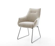 DELIFE Eetkamerstoel Alja-Flex met armleuning geweven stof beige slipf...