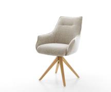 DELIFE Draaistoel Alja-Flex met armleuning geweven stof beige houten f...