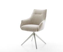 DELIFE Draaistoel Alja-Flex met armleuning geweven stof beige kruisfra...