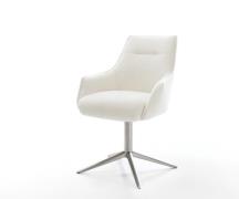 DELIFE Draaistoel Alja-Flex met armleuning bouclé zacht beige kruispoo...