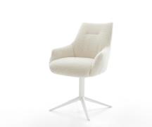 DELIFE Draaistoel Alja-Flex met armleuning teddy beige kruispoot wit 3...