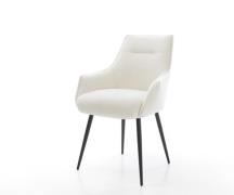 DELIFE Eetkamerstoel Alja-Flex met armleuning bouclé zacht beige 4-poo...