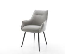 DELIFE Eetkamerstoel Alja-Flex met armleuning zachte stof met structuu...