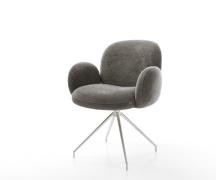 DELIFE Eetkamerstoel Nube-Flex met armleuning bouclé zacht mud kruisfr...