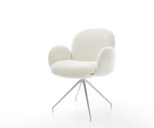 DELIFE Eetkamerstoel Nube-Flex met armleuning bouclé zacht beige kruis...