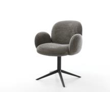 DELIFE Draaistoel Nube-Flex met armleuning bouclé zacht mud kruispoot ...