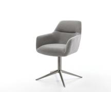 DELIFE Draaistoel Pejo-Flex zachte stof met structuur grijs kruispoot ...