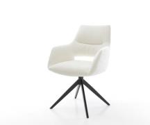 DELIFE Draaistoel Yago-Flex met armleuning bouclé zacht beige kruisfra...