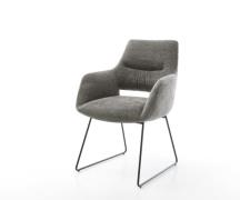 DELIFE Eetkamerstoel Yago-Flex met armleuning bouclé zacht mud slipfra...