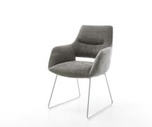 DELIFE Eetkamerstoel Yago-Flex met armleuning bouclé zacht mud slipfra...