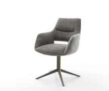 DELIFE Draaistoel Yago-Flex met armleuning bouclé zacht mud kruispoot ...