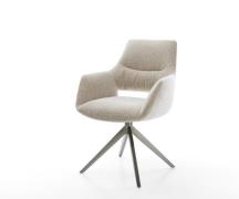 DELIFE Draaistoel Yago-Flex met armleuning geweven stof beige kruisfra...