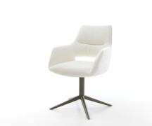 DELIFE Draaistoel Yago-Flex met armleuning bouclé zacht beige kruispoo...