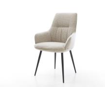 DELIFE Eetkamerstoel Zelia-Flex met armleuning geweven stof beige 4-po...