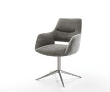 DELIFE Draaistoel Yago-Flex met armleuning bouclé zacht mud kruispoot ...