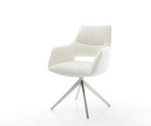 DELIFE Draaistoel Yago-Flex met armleuning bouclé zacht beige kruisfra...