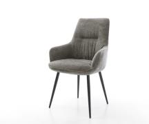 DELIFE Eetkamerstoel Zelia-Flex met armleuning bouclé zacht mud 4-poot...