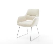 DELIFE Eetkamerstoel Yago-Flex met armleuning teddy beige slipframe ro...