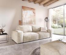 DELIFE Big-sofa Lanzo 230x95 cm ribcord beige met hocker
