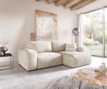 DELIFE Hoeksofa Lanzo 230x155 cm ribcord beige met variabele recamière